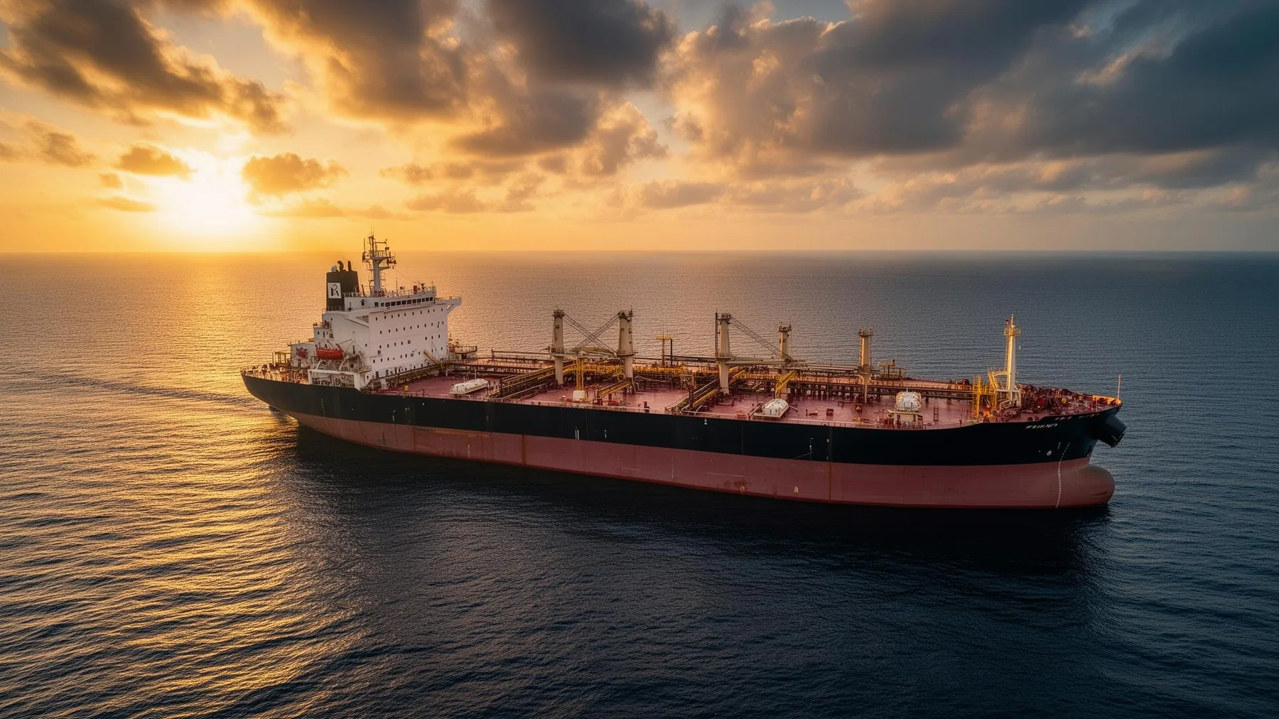 Oil tanker at sea at sunset, Alayen STPP FZCO